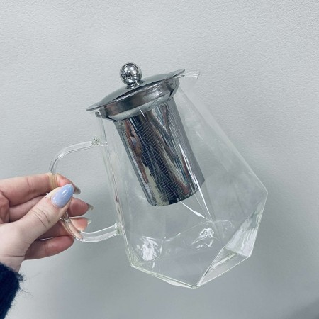 Чайник для заварювання скляний з металевим ситом 1000 мл "Ромб" Stenson R92181