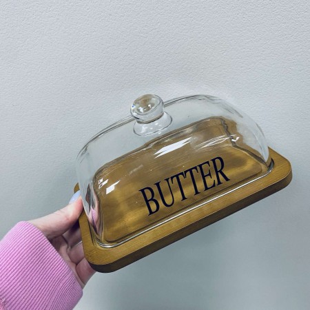 Маслянка скляна на бамбуковій підставці 18*13*9,5 см LED BUTTER B010756