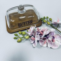 Маслянка скляна на бамбуковій підставці 18*13*9,5 см LED BUTTER B010756