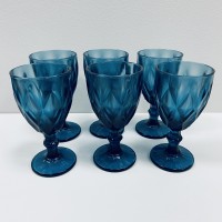 Набір скляних келихів для вина 6 шт 350 мл A-Plus 2257 блакитні