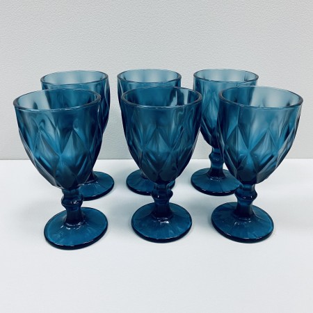 Набір скляних келихів для вина 6 шт 350 мл A-Plus 2257 блакитні