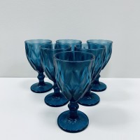 Набір скляних келихів для вина 6 шт 350 мл A-Plus 2257 блакитні