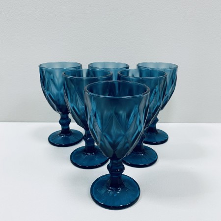 Набір скляних келихів для вина 6 шт 350 мл A-Plus 2257 блакитні