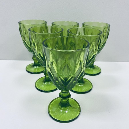 Набір скляних келихів для вина 6 шт 350 мл A-Plus 2257 зелені