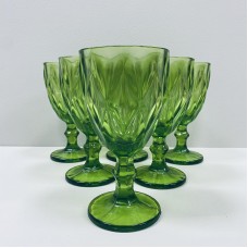 Набір скляних келихів для вина 6 шт 350 мл A-Plus 2257 зелені