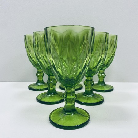 Набір скляних келихів для вина 6 шт 350 мл A-Plus 2257 зелені