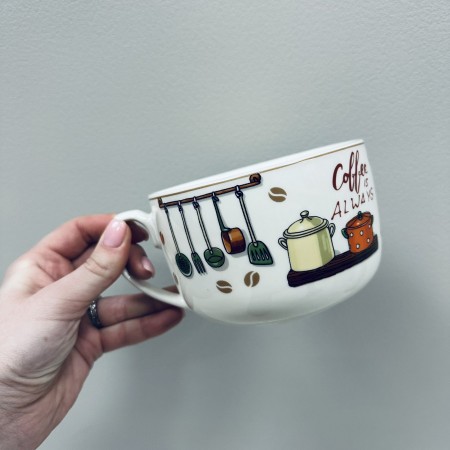 Чашка порцелянова  "Coffee is always" 650 мл 12,2*9 см XXL S&T 3186