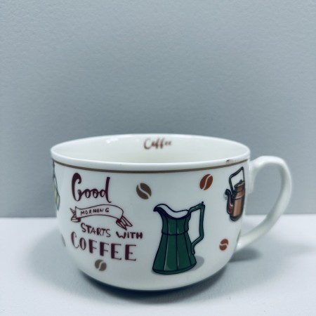 Чашка порцелянова  "Starts with coffee" 650 мл 12,2*9 см XXL S&T 3186
