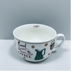 Чашка порцелянова  "Starts with coffee" 650 мл 12,2*9 см XXL S&T 3186