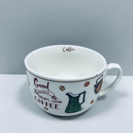 Чашка порцелянова  "Starts with coffee" 650 мл 12,2*9 см XXL S&T 3186