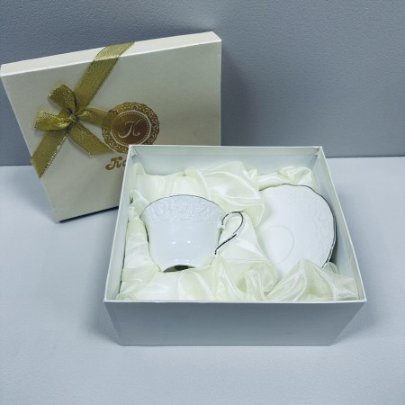 Чашка з блюдцем порцелянова "Біла ніч" 220 мл S&T 2340