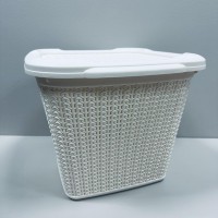 Корзина пластикова з кришкою 30,5*32*25 см 15 л Ucsan Plastik М-071 бежева