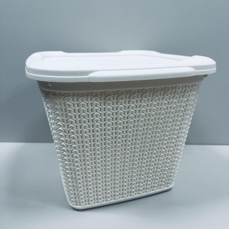 Корзина пластикова з кришкою 30,5*32*25 см 15 л Ucsan Plastik М-071 бежева