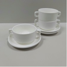 Бульйонниця порцелянова з блюдцем біла 5838