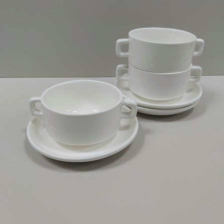 Бульйонниця порцелянова з блюдцем біла 5838