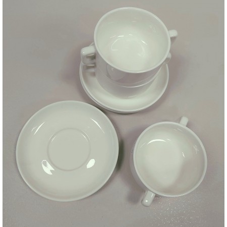 Бульйонниця порцелянова з блюдцем біла 5838