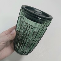 Склянка з кришкою та силіконовою соломинкою темно-зелена Лінії LOVWISH MLJZ/L 8551