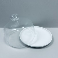 Тортівниця порцелянова зі скляним ковпаком 20,1 см біла Olens 8030-321