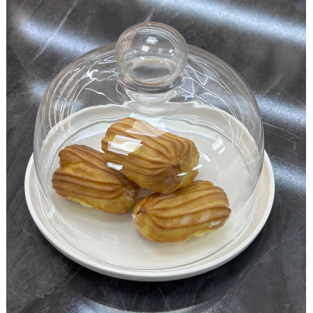 Тортівниця порцелянова зі скляним ковпаком 20,1 см біла Olens 8030-321