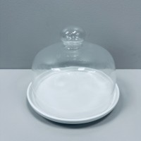 Тортівниця порцелянова зі скляним ковпаком 20,1 см біла Olens 8030-321