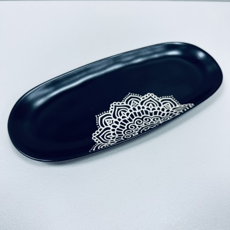 Блюдо керамічне 33,5х15х2,5 см овальне KORA Limited Edition JH8354-1 чорне