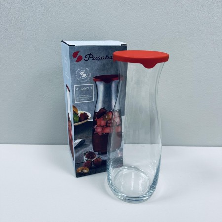 Графін скляний з силіконовою кришкою 25 см 1180 мл Pasabahce Amphora 43813 ЧЕРВОНИЙ