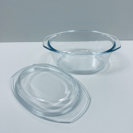 Каструля скляна овальна зі скляною кришкою 1 л A-Plus 4008