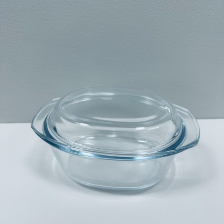 Каструля скляна овальна зі скляною кришкою 1 л A-Plus 4008