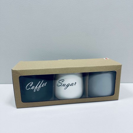 Набір керамічних банок з бамбуковими кришками Sugar, Tea, Coffee 3 шт 1 л 11,5х11,5х13 см BonaDi 304-034