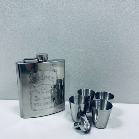 Фляга з чарками і лійкою 210 мл нержавіюча сталь A-PLus 210 (7G) / 8156