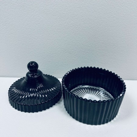 Цукорниця скляна з кришкою 10,5х12 см "Чорний купол" Olens O102-030