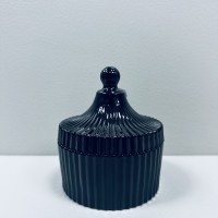 Цукорниця скляна з кришкою 10,5х12 см "Чорний купол" Olens O102-030