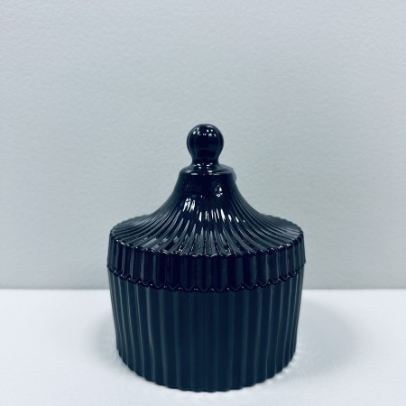 Цукорниця скляна з кришкою 10,5х12 см "Чорний купол" Olens O102-030