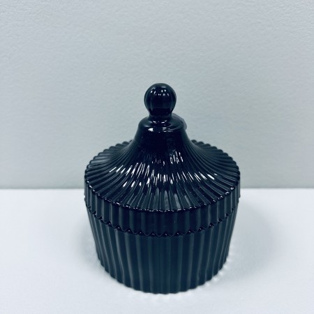 Цукорниця скляна з кришкою 10,5х12 см "Чорний купол" Olens O102-030