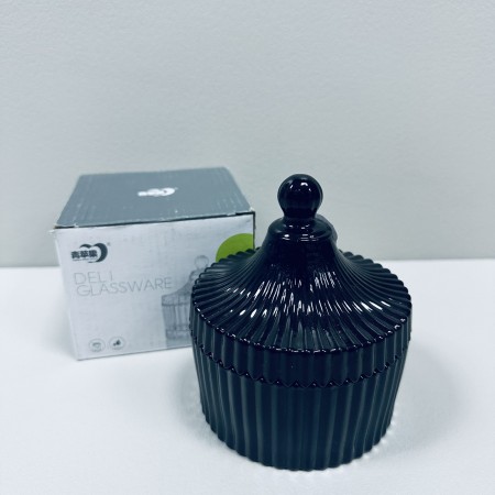 Цукорниця скляна з кришкою 10,5х12 см "Чорний купол" Olens O102-030