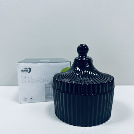 Цукорниця скляна з кришкою 10,5х12 см "Чорний купол" Olens O102-030