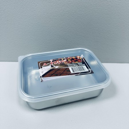 Лоток із нержавіючої сталі з кришкою 700 мл 16,6х12,8х3,5 см A-Plus 2210