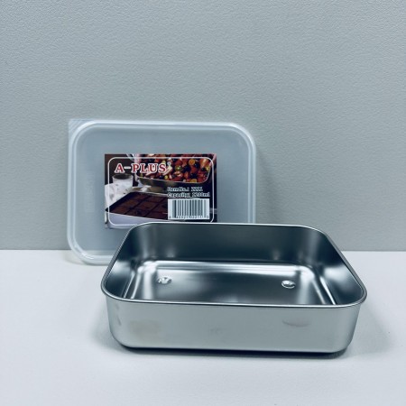 Лоток із нержавіючої сталі з кришкою 1200 мл 20,3х15,7х4 см A-Plus 2211