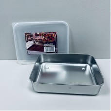 Лоток із нержавіючої сталі з кришкою 1900 мл 24,5х19х5,5 см A-Plus 2212