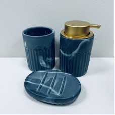 Набір для ванної кімнати (3 предмети) дозатор для мила, склянка для зубних щіток та мильниця Bona Di 851-330 сірий мармур