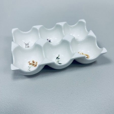 Підставка для яєць порцелянова на 6 шт 15х9,8х3,2 см Весняна історія BonaDi K098