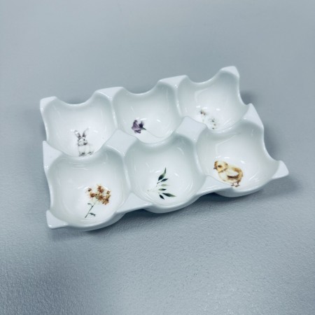 Підставка для яєць порцелянова на 6 шт 15х9,8х3,2 см Весняна історія BonaDi K098