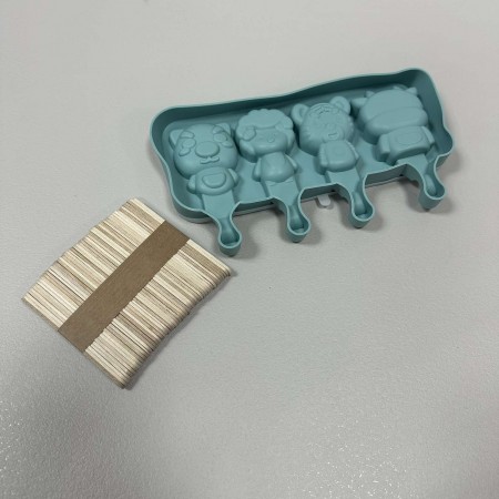 Форма силіконова для морозива та цукерок із силіконовою кришкою 20х14х2,5 см Stenson 4415 бірюзова