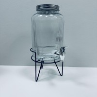 Лимонадник скляний з металевою кришкою на підставці 3,8 л S&T 9036-2