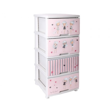 Комод пластиковий 46,5x39,5x95,5 см Алеана Дівчатка 123093 біла троянда