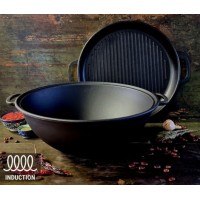 Казан чавунний  з кришкою-сковородою гриль 12 л Maysternya V12СРGr