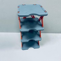 Полиця для взуття розкладна 4 яруси 26,5х27х52,2 см Stenson R97240 сіра з помаранчевим