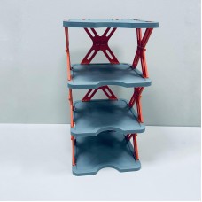 Полиця для взуття розкладна 4 яруси 26,5х27х52,2 см Stenson R97240 сіра з помаранчевим