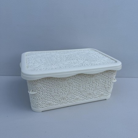 Корзина пластикова з кришкою 5 л 29х20х12 см Elif Plastik 213012 молочна