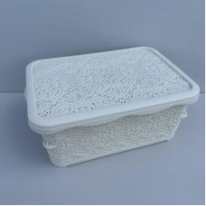 Корзина пластикова з кришкою 5 л 29х20х12 см Elif Plastik 213012 молочна